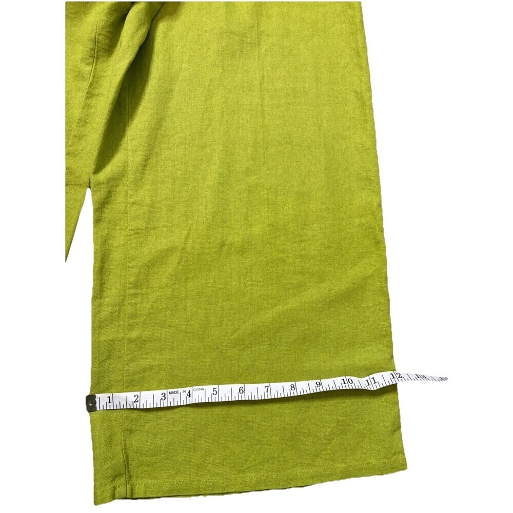 Jules & Leopold Pants Pull On Linen Blend Wide Leg Lime Flat Front Pockets SMALL - Picture 3 of 7